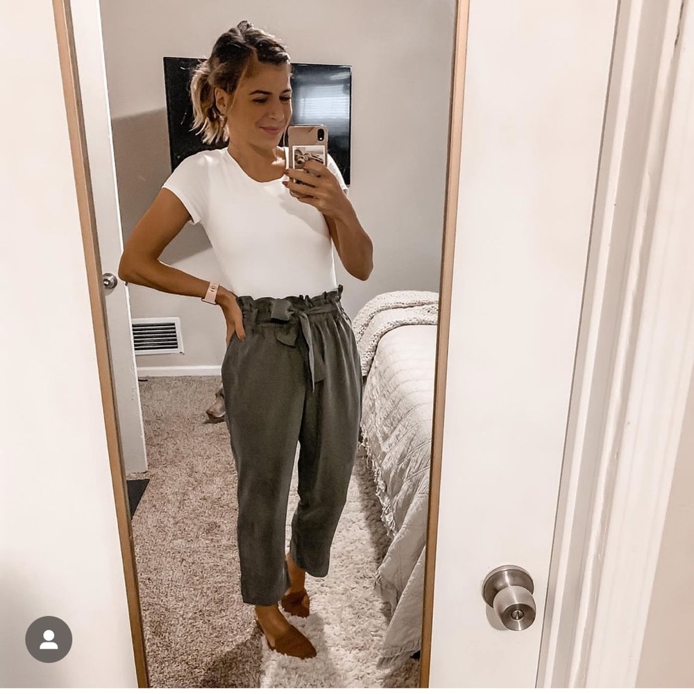 Zara Green Paper Bag Waist Pants